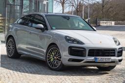 2022 Porsche Cayenne E-Hybrid Coupe in silver.